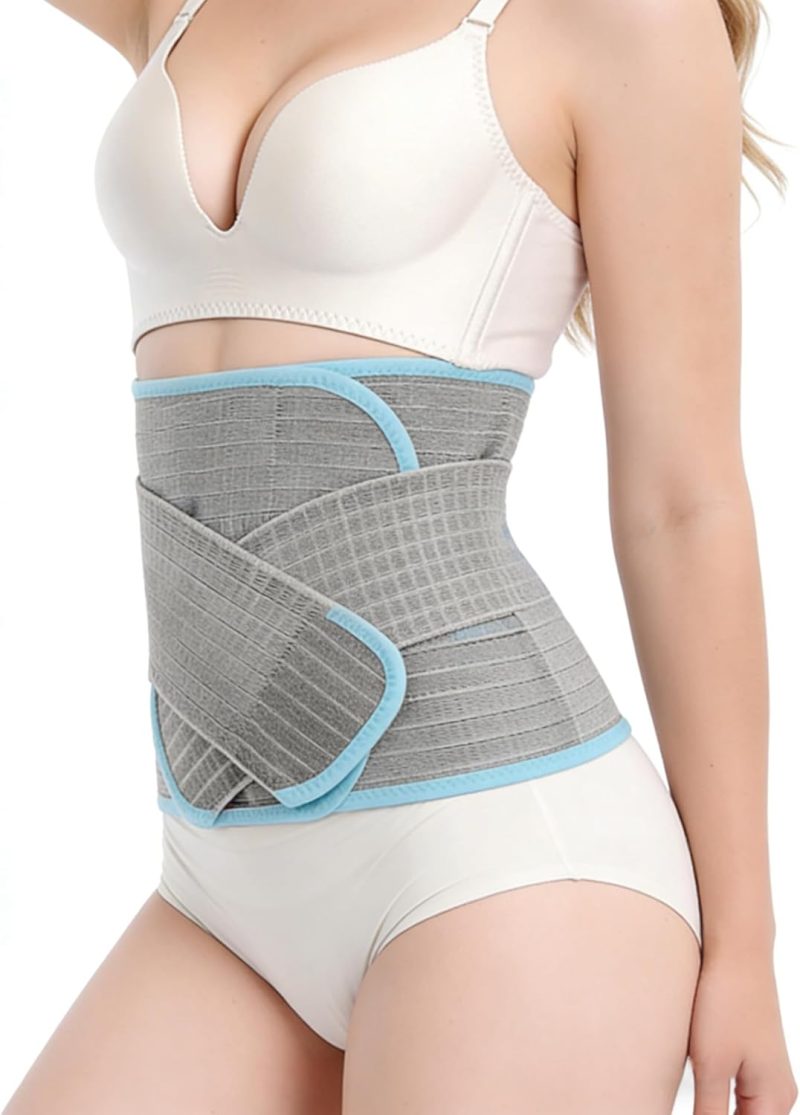 Postpartum Belly Band for Natural & C-Section Recovery, 4-in-1 Abdominal Compression Binder with Back Support